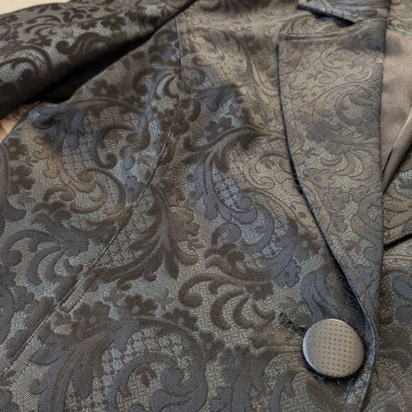 Chico's black and forest green brocade swing jacket blazer EUC size 2 Medium - Picture 8 of 10